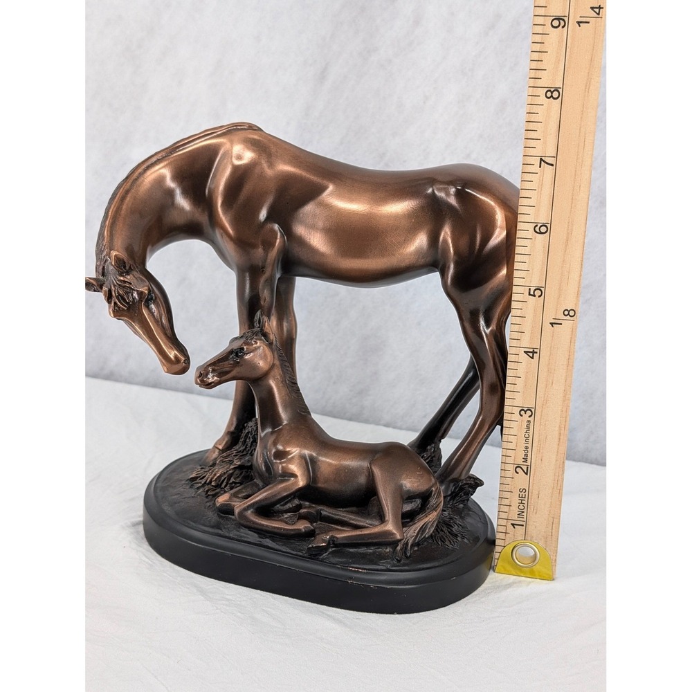Bronze Finish Mare and Foal Horse Statue Equestrian Sculpture Western Home Decor - Picture 2 of 7